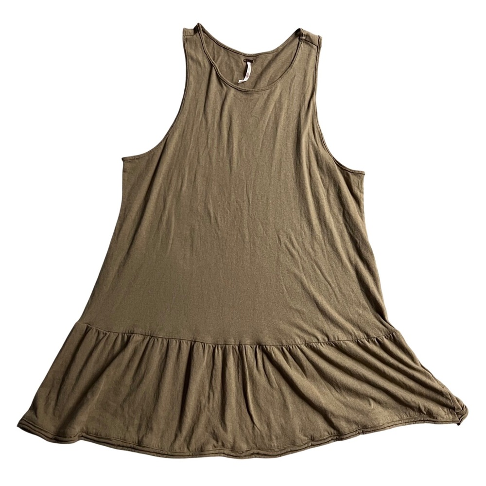 Free People Womens Brown Cotton Ruffle Peplum Sleeveless Tank Top Medium